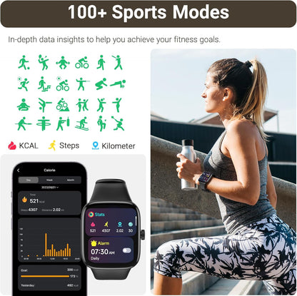 TOZO 44mm Rectangular Face Smart Watch Alexa Built-in Fitness Tracker with Heart Rate/Blood Oxygen Monitor/Sleep Monitor 5ATM Waterproof HD Touchscreen for Men Women Compatible with iPhone&Android