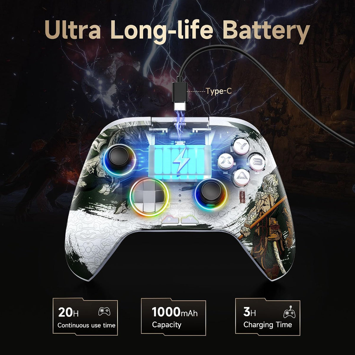Wireless PC Gaming Controller, Hall Effect Joysticks Gamepad, Ergonomic Design, Precision Controls, Responsive Buttons