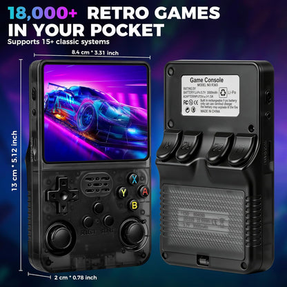 R36S Retro handheld model, handheld model with 3.5-in IPS HD Screen，Video handheld models with 64GB Memory, Ultra-Long Standby Time, Perfect for Travel & Outings, Gift for Adults Teens early-stage (Black)