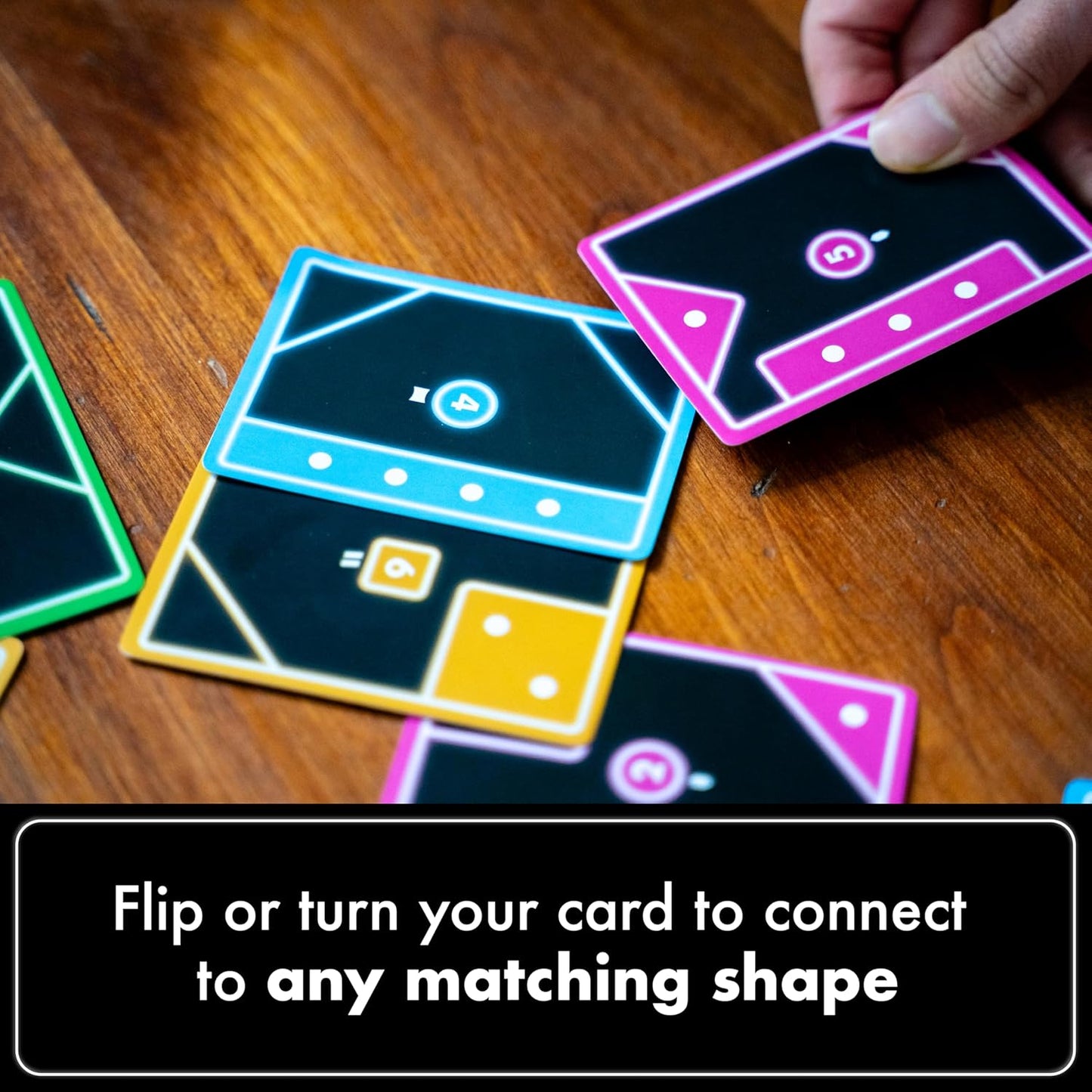 USAOPOLY TACTA Card Game, Fast-Paced Strategic Shape Matching Party Game for All Ages, Connect, Cover & Conquer to Win, Unique Gameplay with Deluxe Foil Cards, 2+ Players, Ages 7+