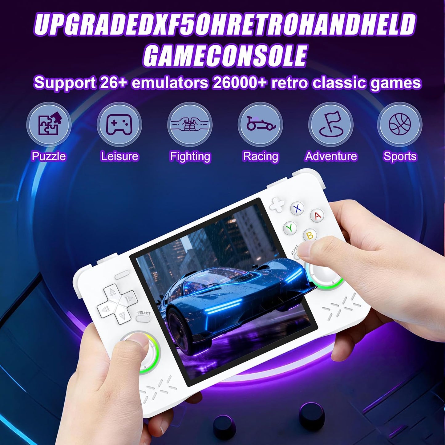 XF40H handheld model, Retro handheld model with 4.0 Inch 4K HD IPS Screen, Support WiFi Online sparing，Preloaded 20,000+ Classic Games- Includes Exclusive Cool Stickers