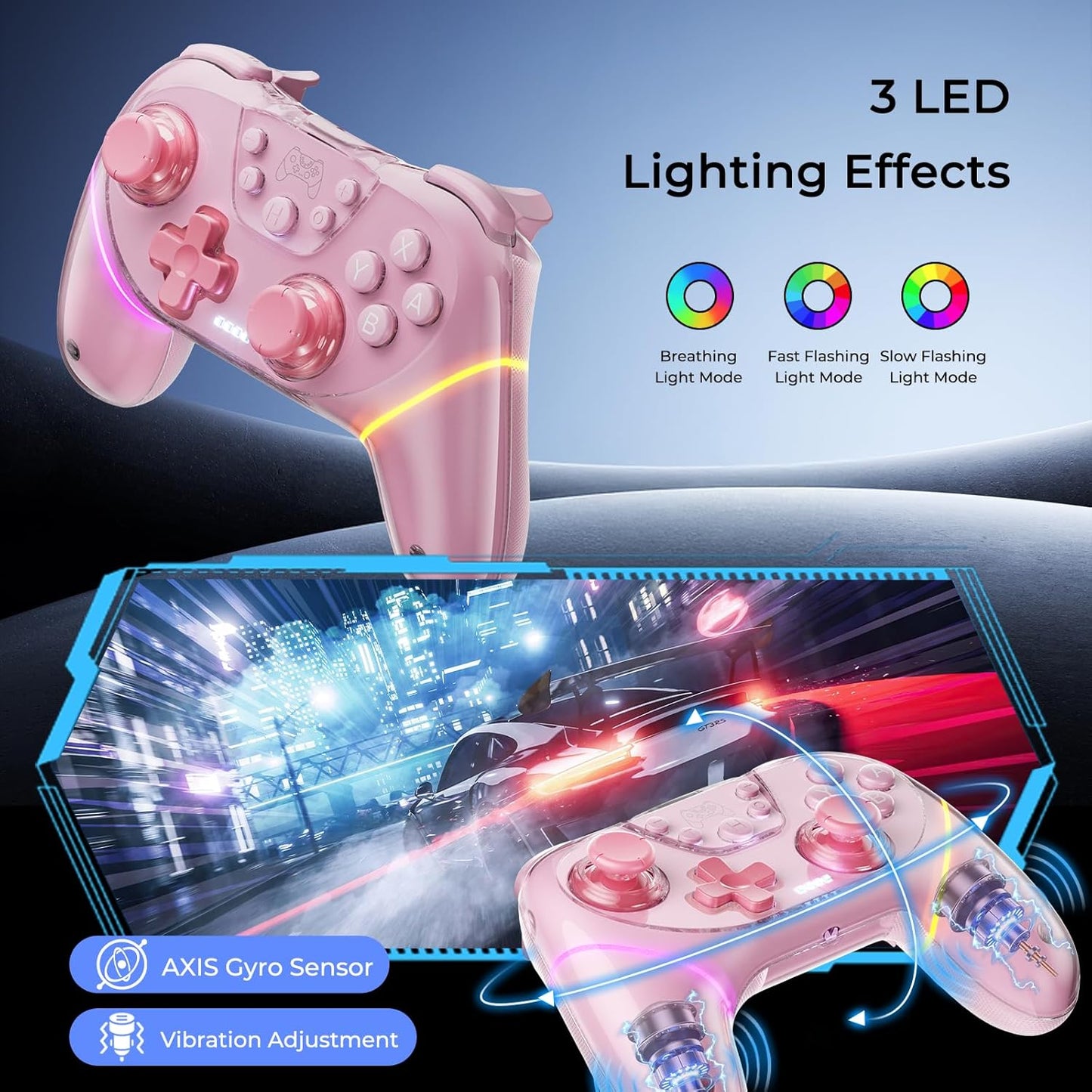 BRHE Wireless Controllers for Switch,Controller for Nintendo Switch/Lite/OLED/Switch 2/Windows PC with Programmable/Vibration/Dual Turbo Funtion,Controller for Switch Pro Gamepad (Switch pink)