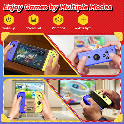 Wireless Left & Right Controllers Compatible with Nintendo Switch, Motion Control, Dual Vibration & Wake-Up Function (Gold)