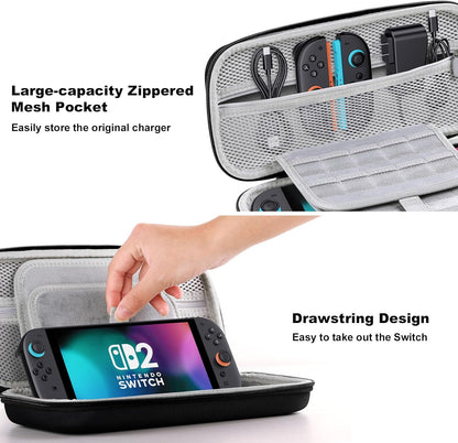 Lmcpa Carrying Case for Nintendo Switch 2 (2025) 7.9 Inch Console, Protective Hard Shell Portable Switch Travel Case, Durable Ballistic Nylon, Large Capacity, Accessories for Switch 2, Black