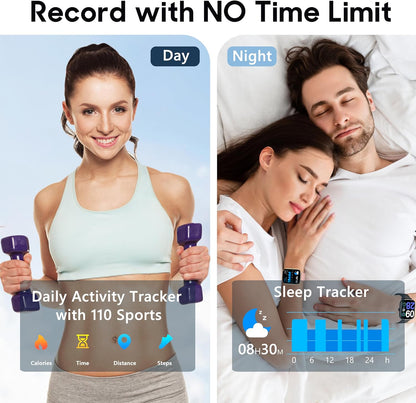 Smart Watch for Women Men, Popglory Smartwatch with Blood Pressure, Blood Oxygen, Sleep Monitor, Fitness Tracker with Heart Rate Tracking/Pedometer/Calories, Full Touch Fitness Watch for Android iOS