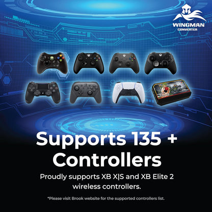 Brook Wingman XB 2 Converter- Wireless Controller Adapter for XB 360, XB Original Consoles and PC, Supports Remap and Adjustable Turbo [Exclusive Version]