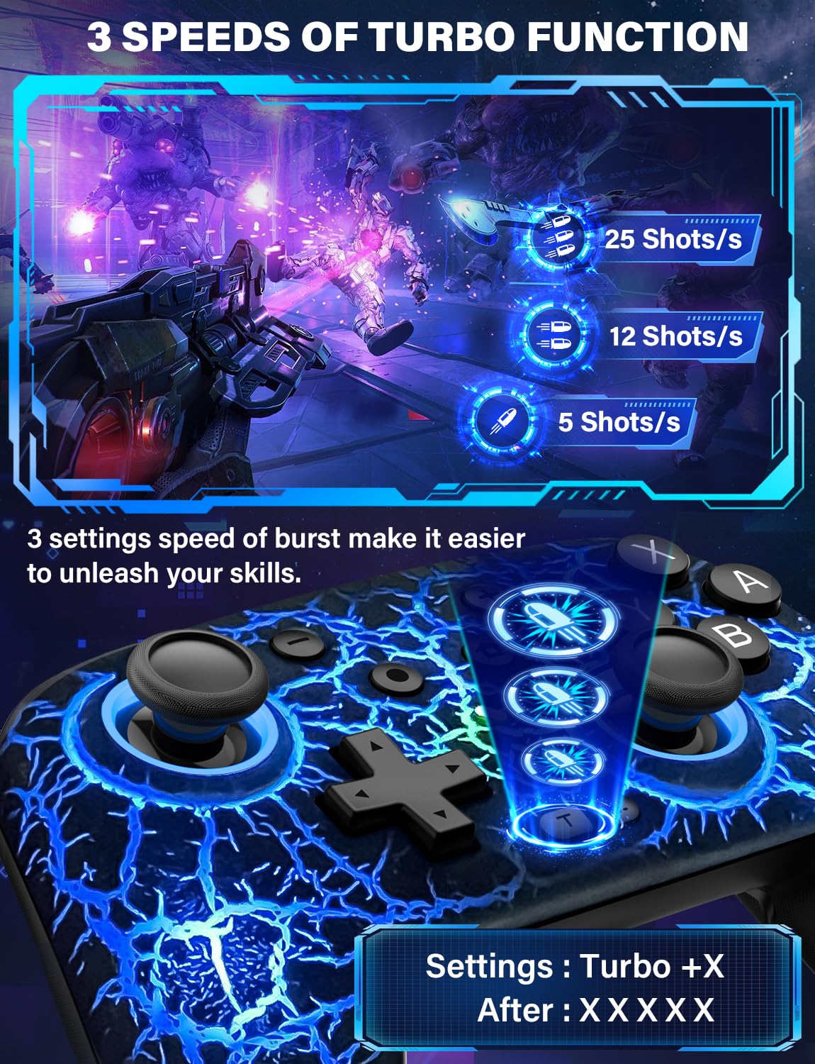 Wireless Game Controller Compatible with Nintendo Switch 2, Switch, OLED and Lite, Ergonomic Gaming Gamepad