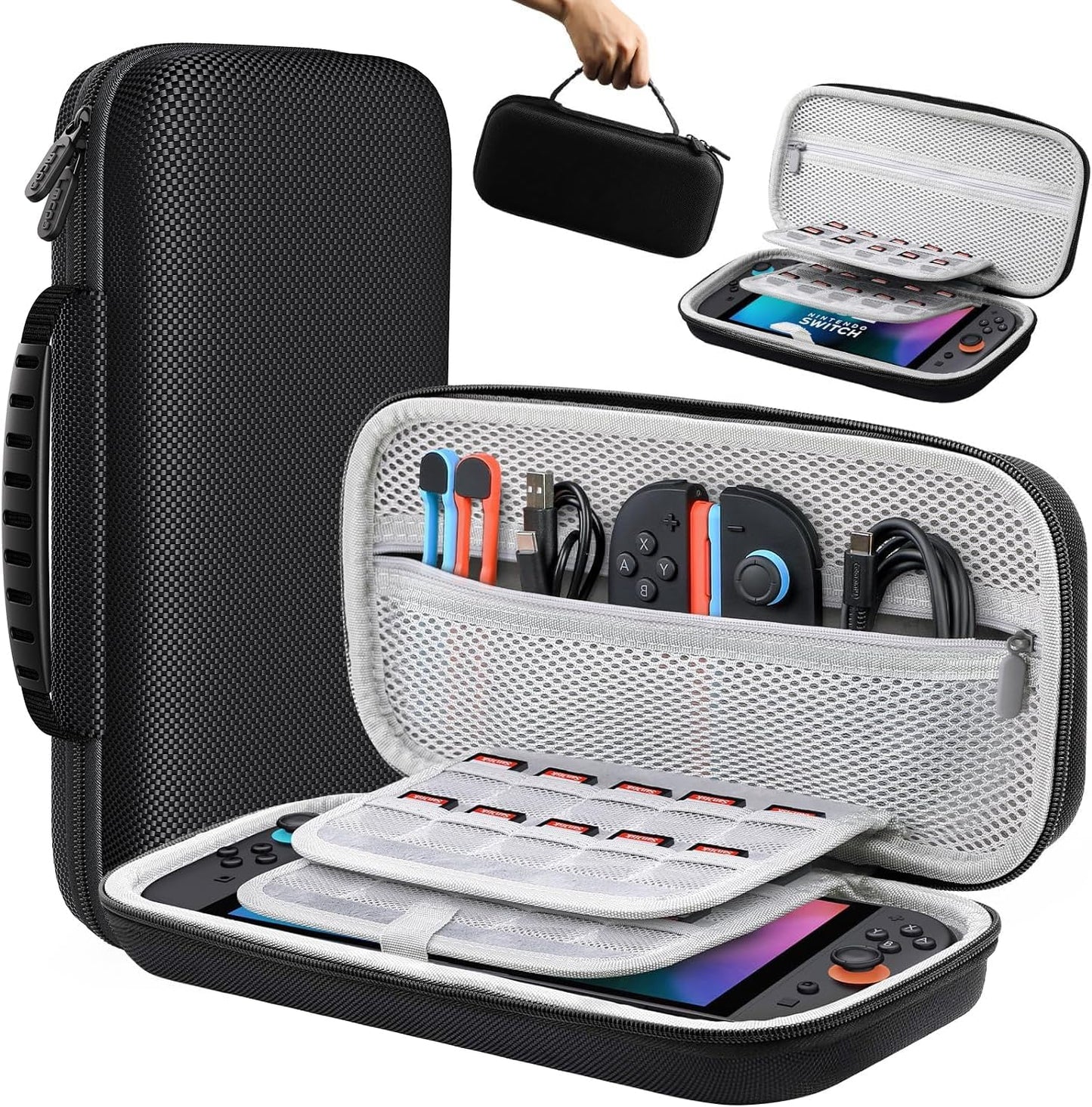 Lmcpa Carrying Case for Nintendo Switch 2 (2025) 7.9 Inch Console, Protective Hard Shell Portable Switch Travel Case, Durable Ballistic Nylon, Large Capacity, Accessories for Switch 2, Black