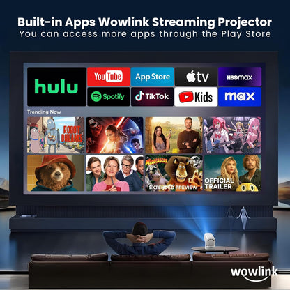 Projector [Auto Focus & 1080P Native & Bulit-in Apps] 4K Support Auto Correction Air Remote WiFi 6 Bluetooth 5.4 Portable Projector Compatible with HDMI/TV Stick/Memory Stick/Laptop, White
