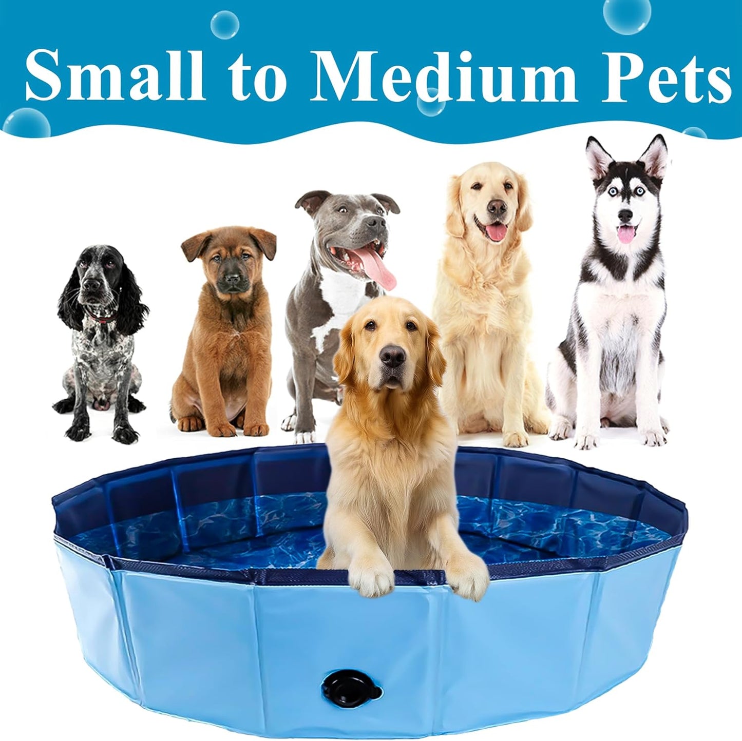 C Crystal Lemon Blue Foldable PVC Swimming Pool - Versatile Dog Pool, Kiddie Pool, Kids Pool, Baby Pool, and Toddler Pool – 31.5  x 7.87  Size Perfect for Indoor/Outdoor Use