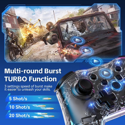Wireless Gaming Controller Compatible with Switch, PC, iOS and Android, Ergonomic Gamepad, Responsive Buttons, Precision Joystick
