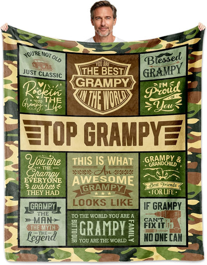 Poppy Blanket 60"x50", Gifts for Poppys from Grandkids, Poppy's Gift for Grandpa, Poppys Gift Ideas for Birthday Fathers Day Christmas, Poppy's Present