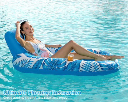 Jasonwell Inflatable Pool Floats Lounge - Large Heavy Duty Pool Float Raft Water Lounge Chair Lake Lounger River Float Party Floatie for Adults with Cup Holders Summer Beach Swimming Pool Toys