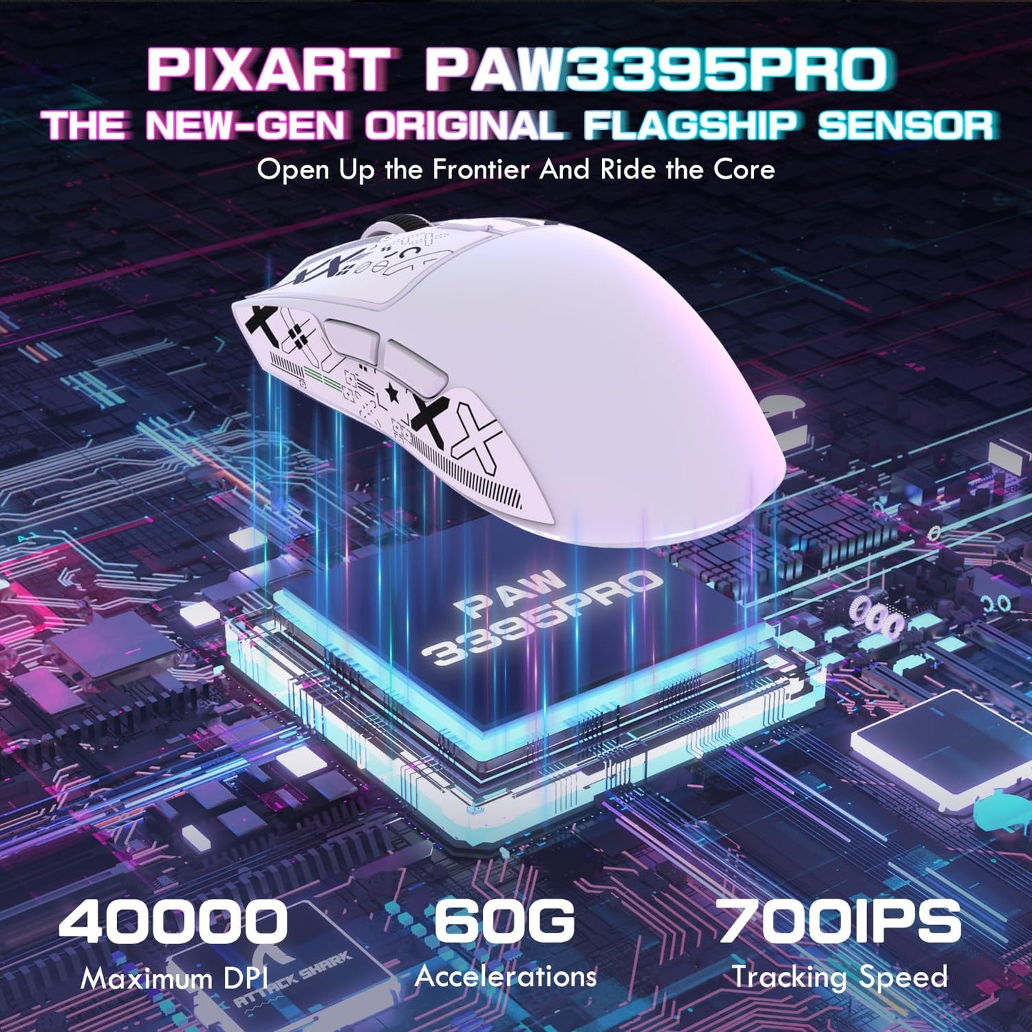 ATTACK SHARK X1 Ultralight Wireless Gaming Mouse with snap-fit RGB Charging Dock,Anti Slip Grip Tape,PixArt PAW3395 Pro Sensor,40000DPI,BT/2.4Ghz/Wired,Optical Micro Switch for PC Mac Gamer(Black)