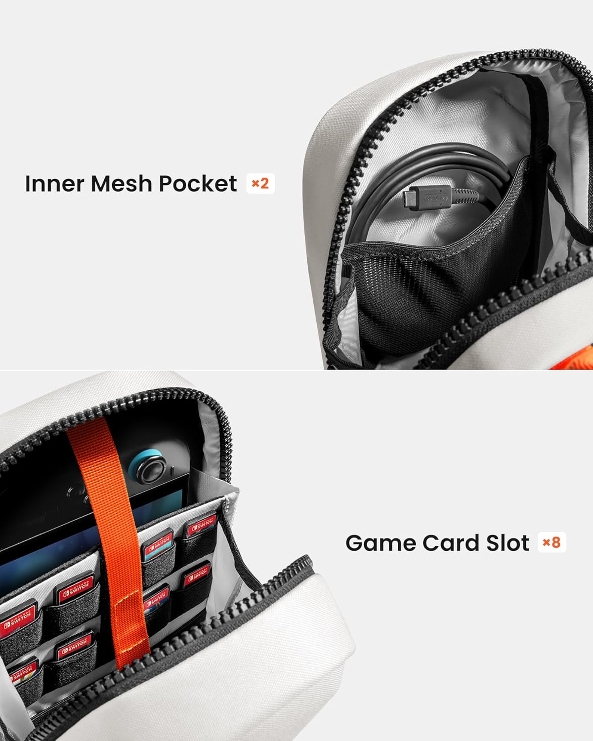 tomtoc Sling Crossbody Bag for Nintendo Switch 2, Protective Portable Travel Chest Carrying Gaming Pouch with 8 Game Cartridges Slots, Fit Charger and Accessories