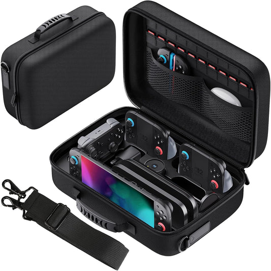 Lmcpa Storage Case for Nintendo Switch 2,Protective Large Travel Carry Case for Switch 2 Camera,Console,Pro Controller and Other Switch 2 Accessories with 22 Game Cartridges and Shoulder Strap,Black