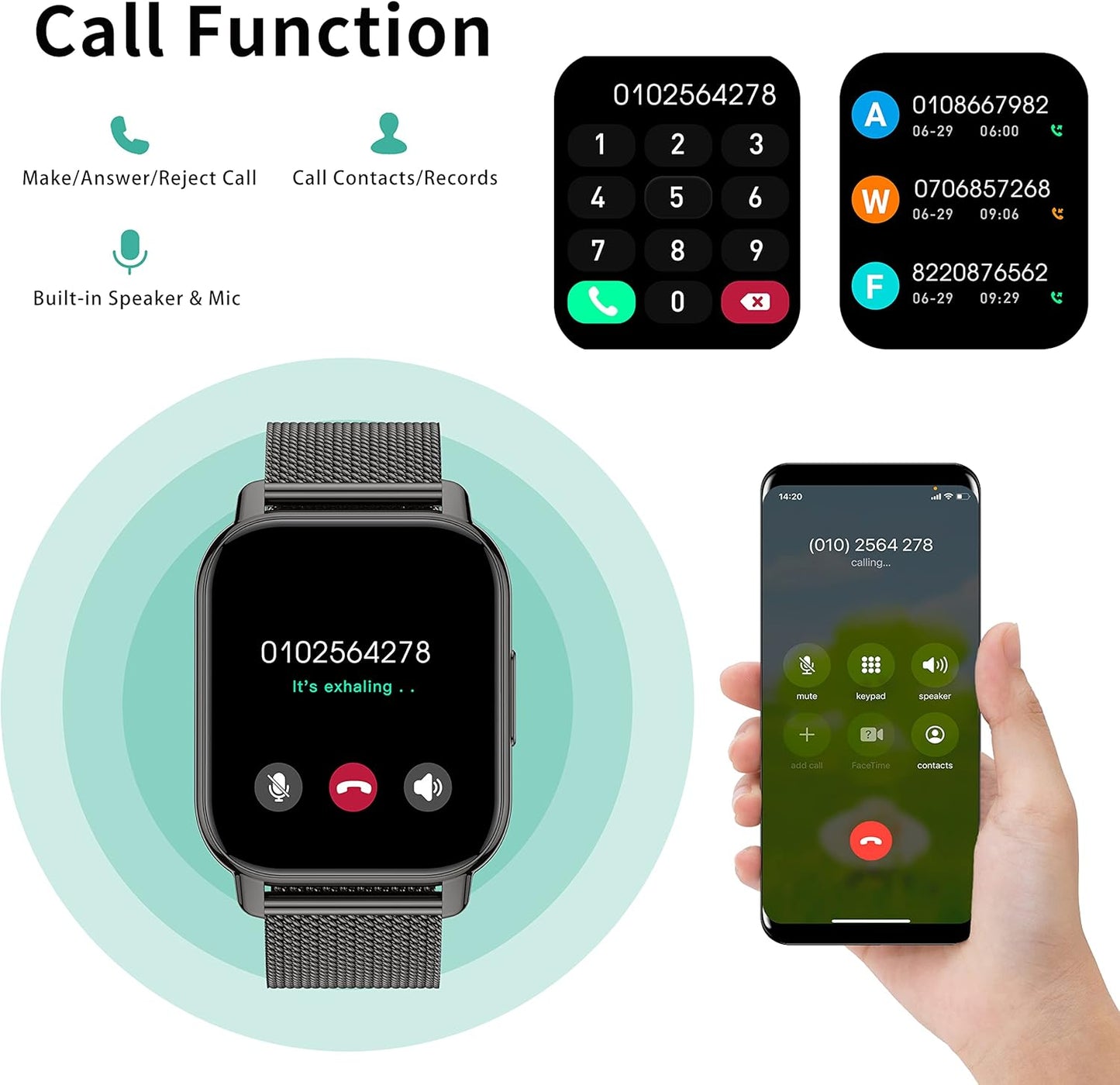 Popglory Smart Watch Answer/Make Calls & 2 Straps, 1.85" Large Smartwatch for Women Men, Fitness Watch Blood Pressure, Blood Oxygen, Heart Rate Tracking, Step Counter for iPhone & Android