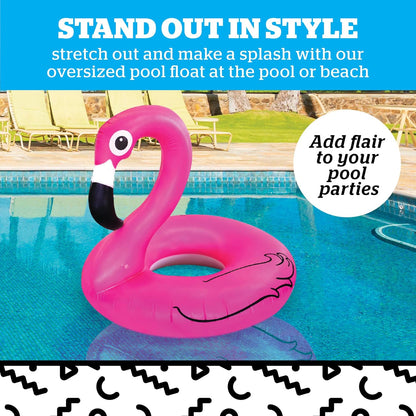 BigMouth Inc Pink Flamingo Pool Float, Inflates to Over 4ft. Wide, Funny Inflatable Vinyl Summer Pool or Beach Toy, Patch Kit Included