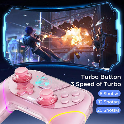 BRHE Wireless Controllers for Switch,Controller for Nintendo Switch/Lite/OLED/Switch 2/Windows PC with Programmable/Vibration/Dual Turbo Funtion,Controller for Switch Pro Gamepad (Switch pink)