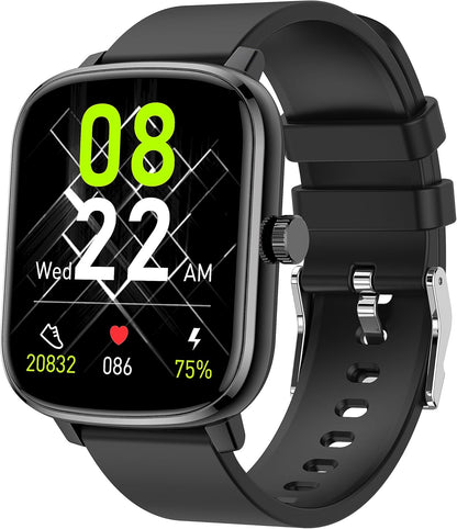 Smart Watch for Women Men, Popglory Smartwatch with Blood Pressure, Blood Oxygen, Sleep Monitor, Fitness Tracker with Heart Rate Tracking/Pedometer/Calories, Full Touch Fitness Watch for Android iOS