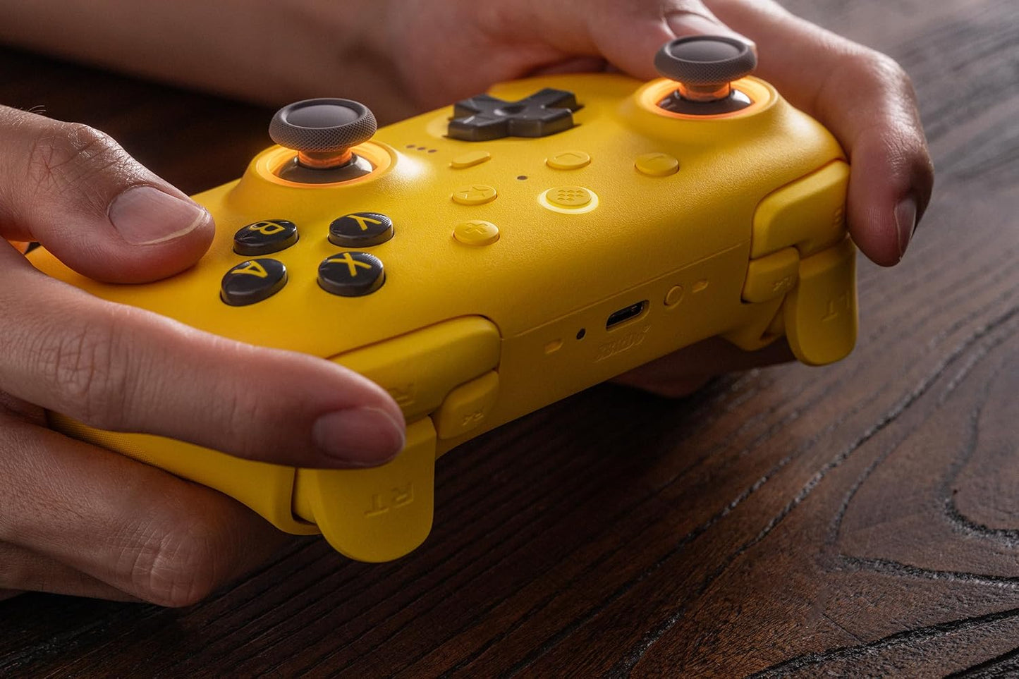 8Bitdo Ultimate 2 Bluetooth Controller (TMR Joystick Update), RGB Fire Ring, Switchable Hall Effect/Tactile Triggers, Vibration and Motion Control for Switch 2, Switch, Windows PC (Yellow)