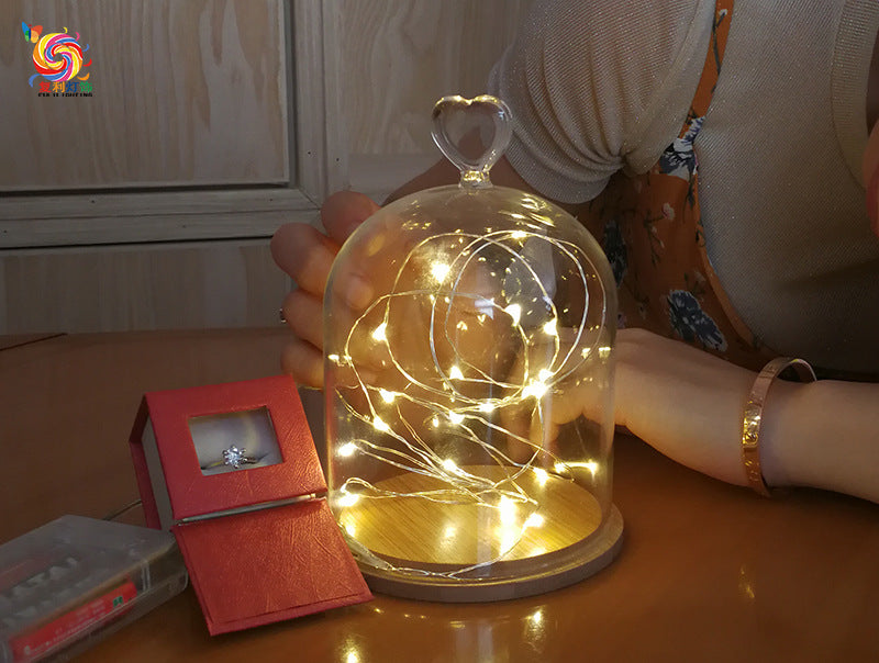 Button-Shaped Christmas Colorful String Lights - Fresh Flower Cake Decoration - Copper Wire LED Battery Christmas Lights
