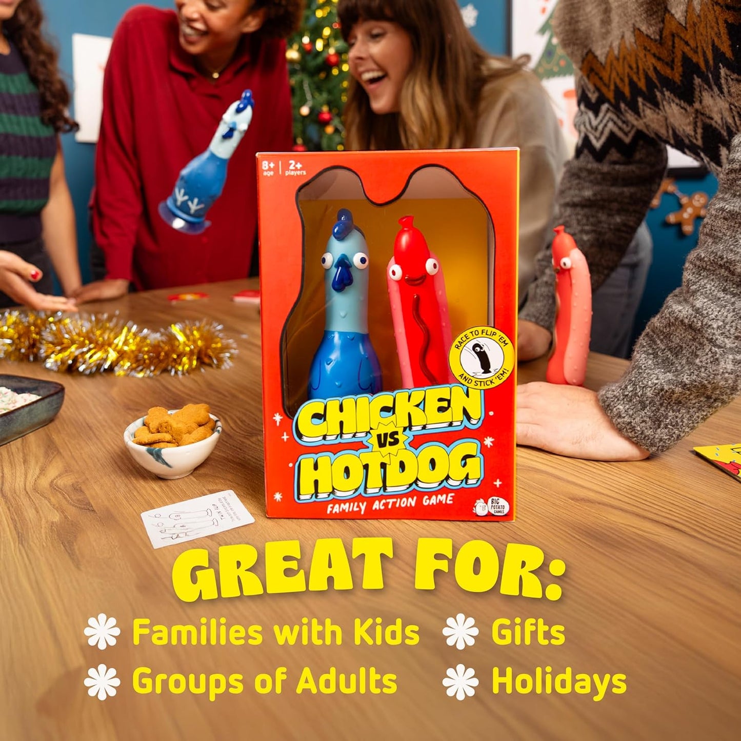 Big Potato Chicken vs Hotdog: Funniest Party Game You'll Ever Play | Flippin' Fun for Family, Adults and early-stage - Perfect Christmas Game | Bonus Content Included
