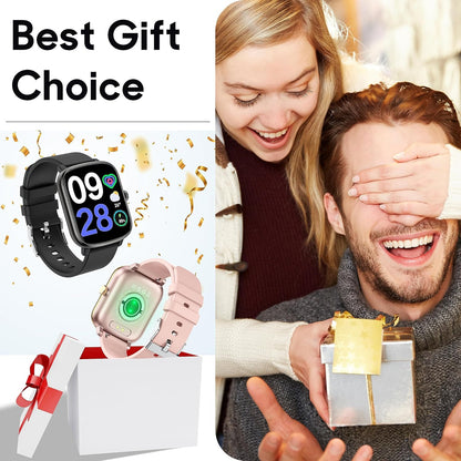 Smart Watch for Women Men, Popglory Smartwatch with Blood Pressure, Blood Oxygen, Sleep Monitor, Fitness Tracker with Heart Rate Tracking/Pedometer/Calories, Full Touch Fitness Watch for Android iOS
