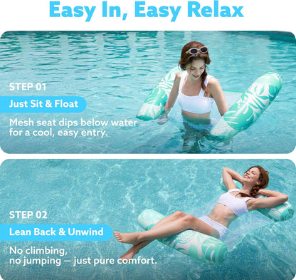 Sloosh Hammock Pool Floats Adults, 4-in-1 Multi-Purpose Inflatable Pool Floaties PVC Water Hammock Lounge