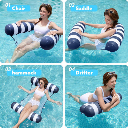 Sloosh Hammock Pool Floats Adults, 4-in-1 Multi-Purpose Inflatable Pool Floaties PVC Water Hammock Lounge