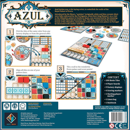 Azul Asmodee Azul Board Game - Award-Winning Tile-Placement Strategy Game, Beautiful Mosaic Art, Family Fun for early-stage & Adults, Ages 8+, 2-4 Players, 30-45 Minute Playtime