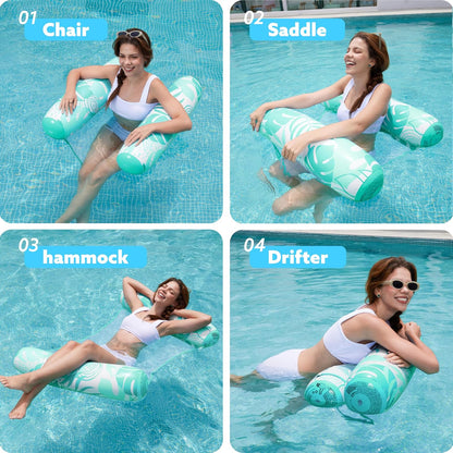 Sloosh Hammock Pool Floats Adults, 4-in-1 Multi-Purpose Inflatable Pool Floaties PVC Water Hammock Lounge