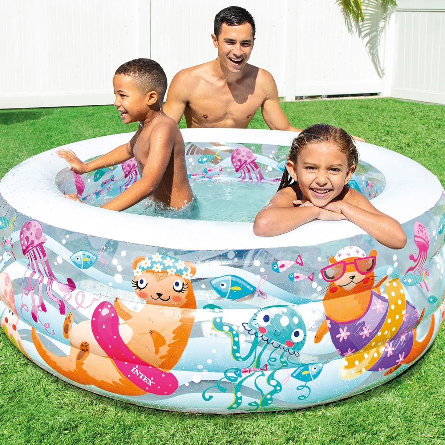 INTEX 58480NP - Fishy Fun Pool, W/ Infl. Floor, Ages 6+, Size 1.52mx56cm