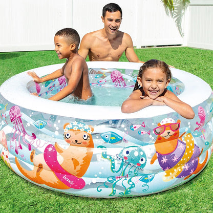 INTEX 58480NP - Fishy Fun Pool, W/ Infl. Floor, Ages 6+, Size 1.52mx56cm