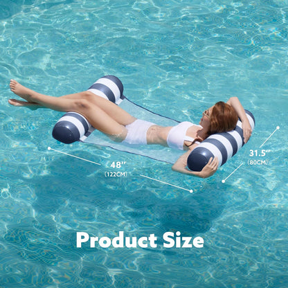 Sloosh Hammock Pool Floats Adults, 4-in-1 Multi-Purpose Inflatable Pool Floaties PVC Water Hammock Lounge