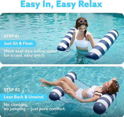 Sloosh Hammock Pool Floats Adults, 4-in-1 Multi-Purpose Inflatable Pool Floaties PVC Water Hammock Lounge