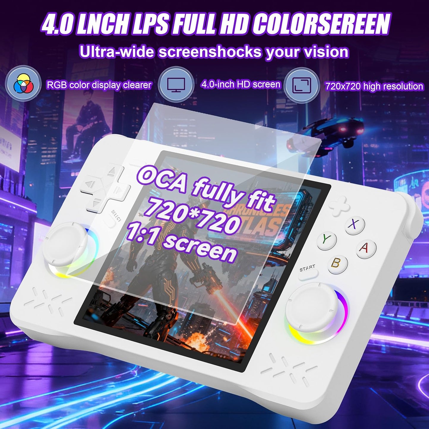 XF40H handheld model, Retro handheld model with 4.0 Inch 4K HD IPS Screen, Support WiFi Online sparing，Preloaded 20,000+ Classic Games- Includes Exclusive Cool Stickers