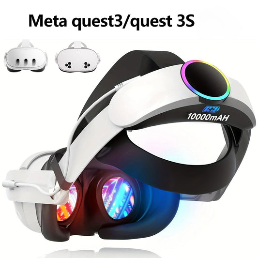 Oculus Quest 3 Elite Head Strap with 10000mAh Battery Pack - Enhanced Comfort & Extended Playtime for Meta Quest 3/3S, Fast Charging, Adjustable Support