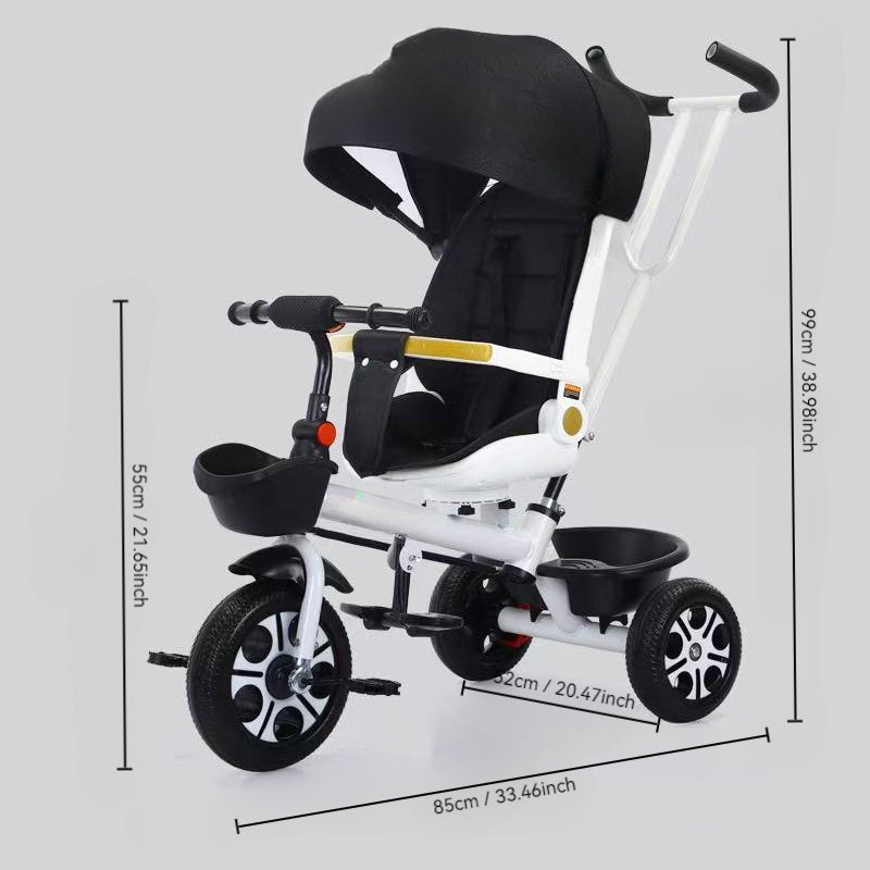 Baby360 FLEXI 6-in-1 Kids Tricycle Stroller – Reclining Seat, Swivel Handle, Sunshade & Basket
