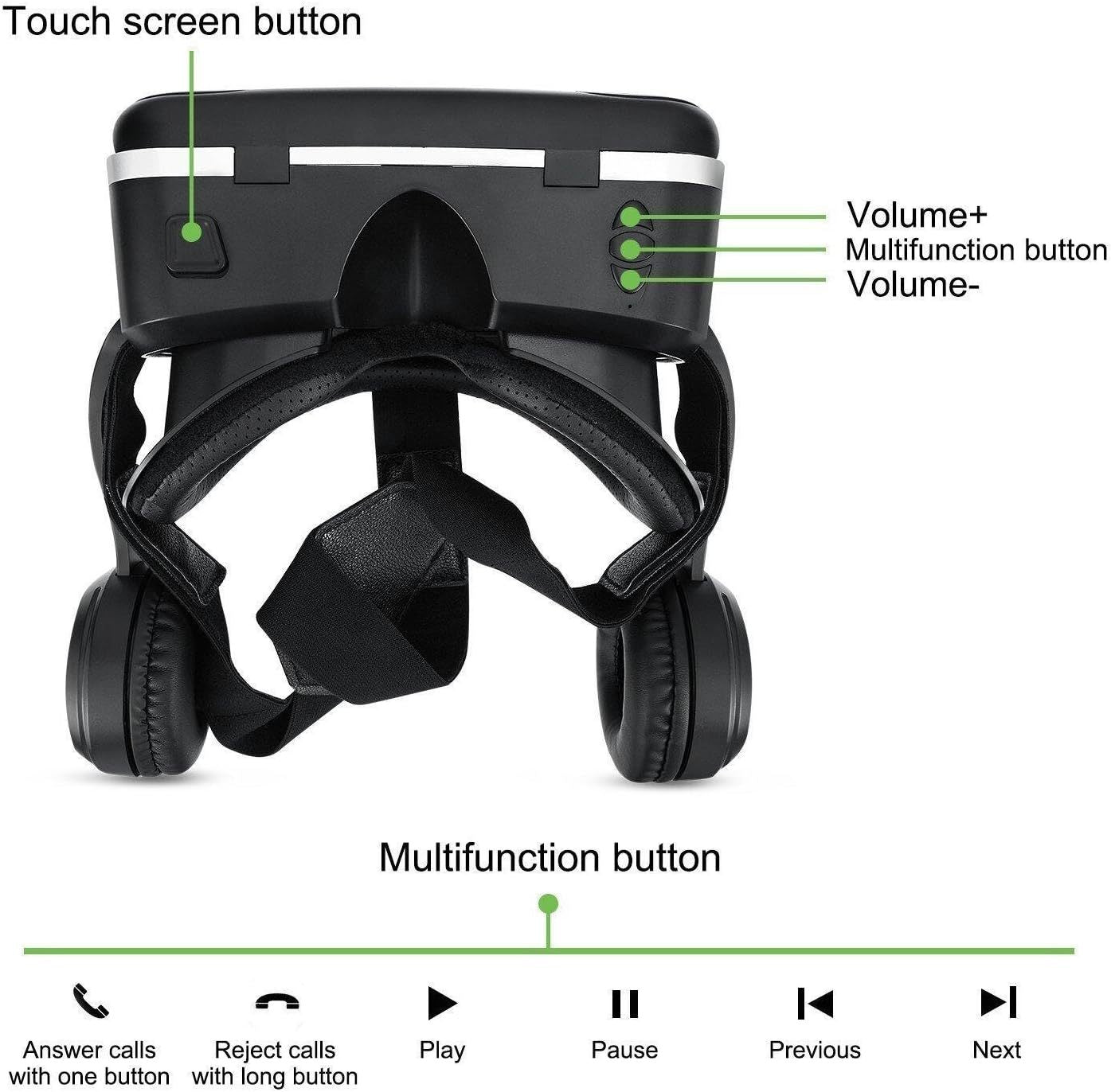 SHINECON G04E/A VR Headset 6th Generation - 3D Virtual Reality Glasses with Headphones & Game Controller for Smartphones | Compatible with iOS Android | 100° FOV | Immersive Mobile VR Gaming & Video Experience