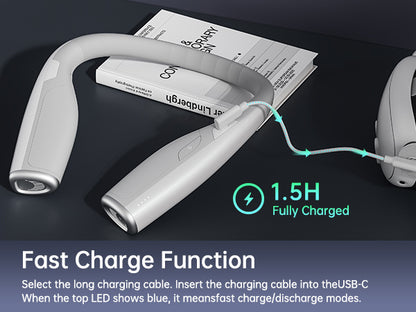 "20W Fast Charging Neck Power Bank for Meta Quest 3/3S | 6000mAh VR Battery Pack | Wearable White ABS Charging Accessory | Extended Playtime (Model: MQ3S-Neck)"