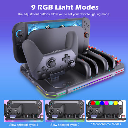 Switch 2 Cooling Dock with 4 Joy-Con Charger | Pro Controller & Game Card Holder | RGB Fan Base Station for Nintendo Switch 2 Accessories
