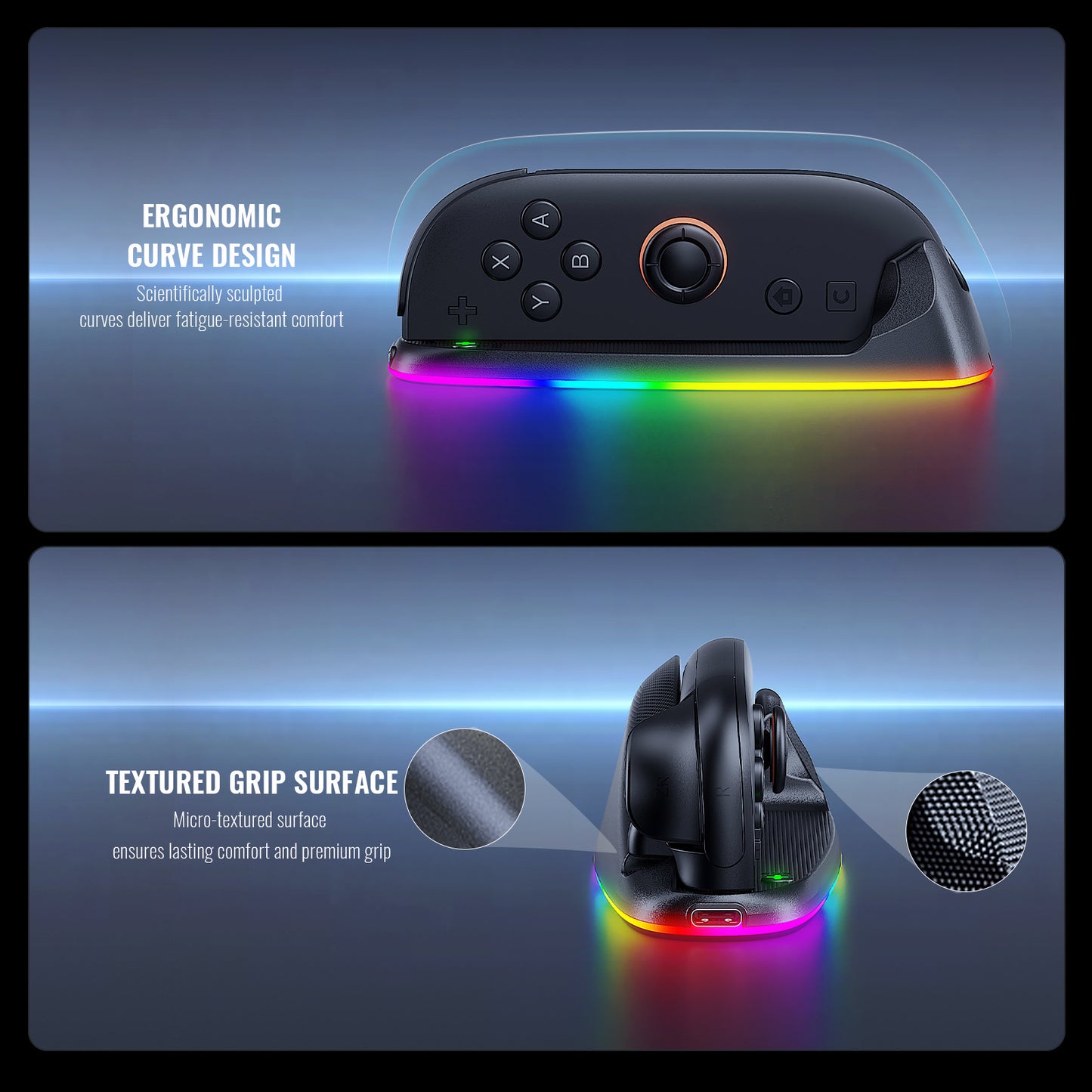 Nintendo Switch 2 Joy-Con Charging Mouse Dock | RGB LED Charging Station with Wireless Optical Mouse | Rechargeable NS2 Controller Dock with RGB Lighting [2025 New Version]