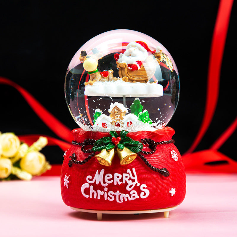 Santa Claus Light-Up Crystal Ball - Automatic Snowfall - Creative Christmas Gift for Classmates - Music Box Desktop Ornament