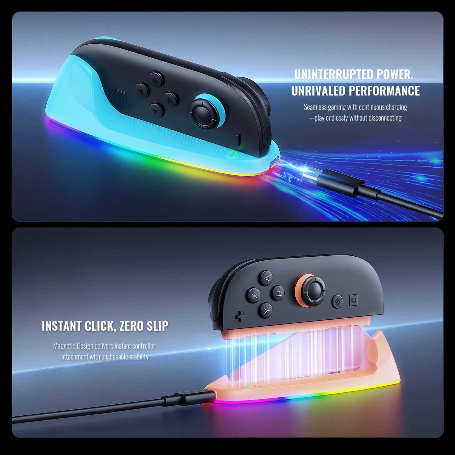Nintendo Switch 2 Joy-Con Charging Mouse Dock | RGB LED Charging Station with Wireless Optical Mouse | Rechargeable NS2 Controller Dock with RGB Lighting [2025 New Version]