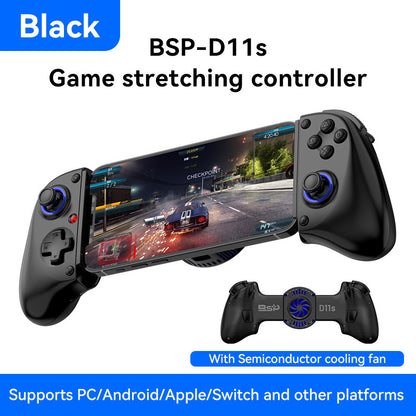 D11/D11S Telescopic Bluetooth Game Controller for Switch/PC/Android/iOS - Hall Effect Triggers, 6-Axis Gyro, Vibration, Xbox Cloud Streaming - White/Black (D11S with Cooling Fan)