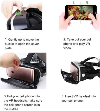 SHINECON G04E/A VR Headset 6th Generation - 3D Virtual Reality Glasses with Headphones & Game Controller for Smartphones | Compatible with iOS Android | 100° FOV | Immersive Mobile VR Gaming & Video Experience