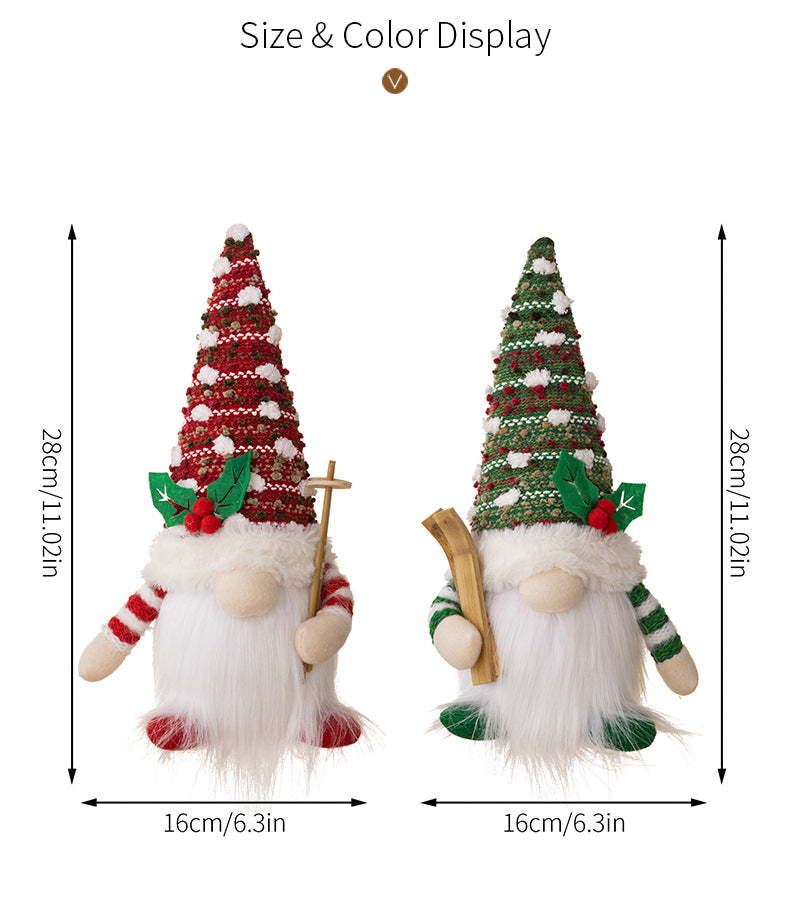 Christmas Rustic Knitted Light-Up Gnome with Reindeer Design – Festive LED Rudolph Gnome Figurine for American Country-Style Holiday Decor