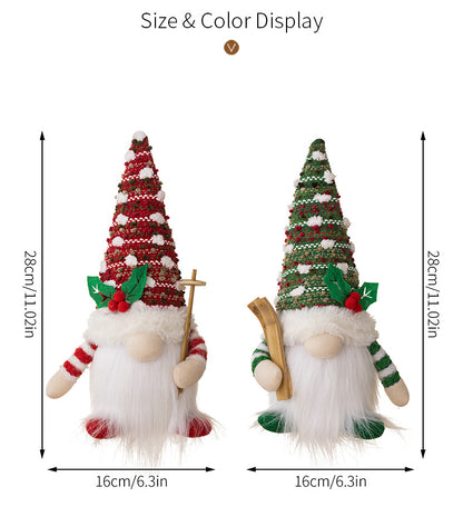 Christmas Rustic Knitted Light-Up Gnome with Reindeer Design – Festive LED Rudolph Gnome Figurine for American Country-Style Holiday Decor
