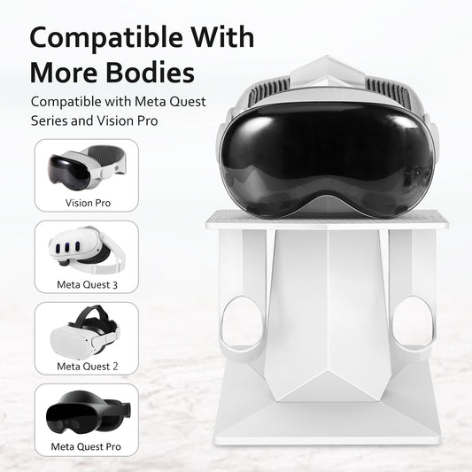 Universal VR Headset Display Stand for Apple Vision Pro, Meta Quest 3/2/Pro - Easy Installation, Compact Design, Premium ABS Material - White